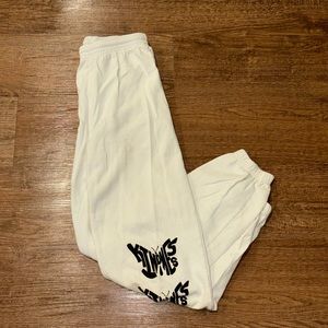 Urban Outfitters White Sweatpants with Black Graphic